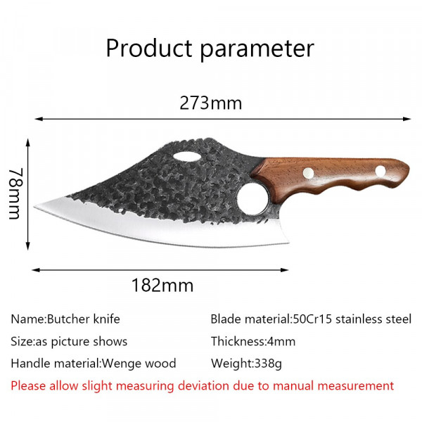 Японски ръчно изработен кухненски нож  BLACKSMITH 035, 325 гр, кована стомана 5CR13Mov, фултанг