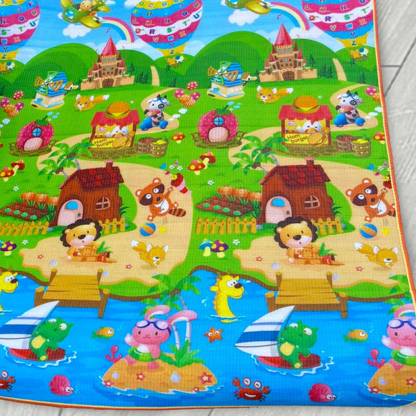 Компактно детско килимче с две лица - зимен модел с дебелина 12 мм, топло изолационно, забавно и образователно, 100 х 180 см, детенце учи