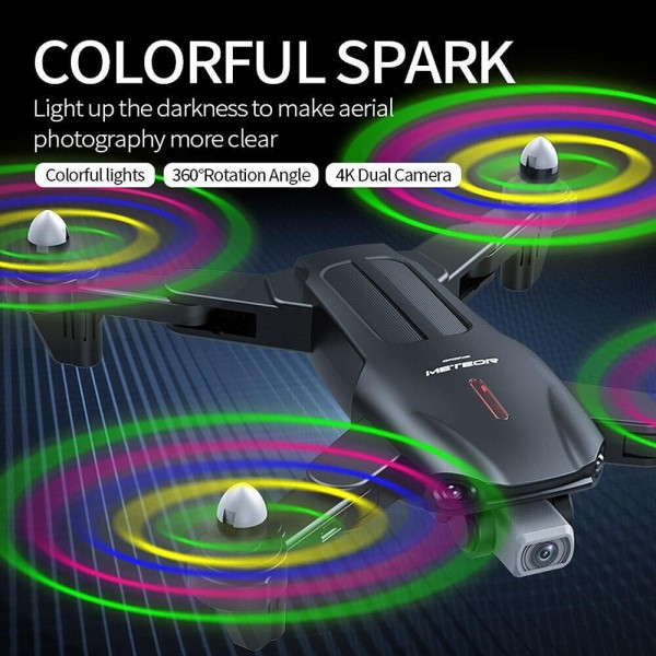Светещ LED Дрон Meteor 1809 LED, дрон с 4K HD двойна камера WIFI FPV