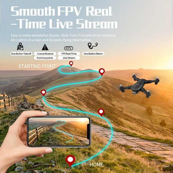 Светещ LED Дрон Meteor 1809 LED, дрон с 4K HD двойна камера WIFI FPV