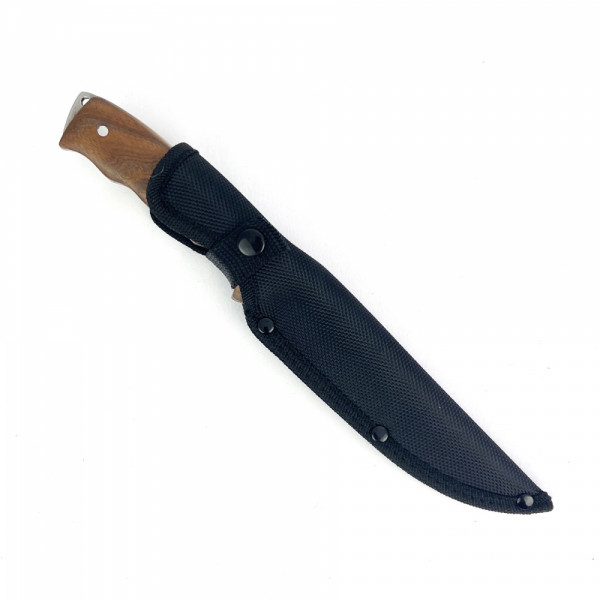 Ловен нож ПАНТЕРА, фултанг, стомана 65х13, дръжка орех, полутвърда карбонова кания