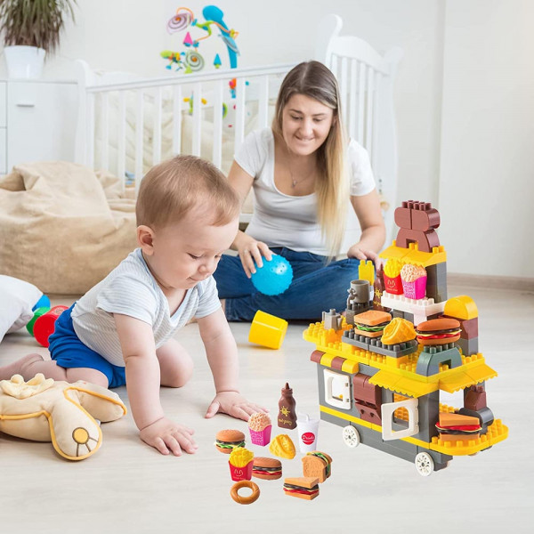 😍 Детски образователен констуктор BUILDING BLOCKS 6857 - GOURMET BURGER CART