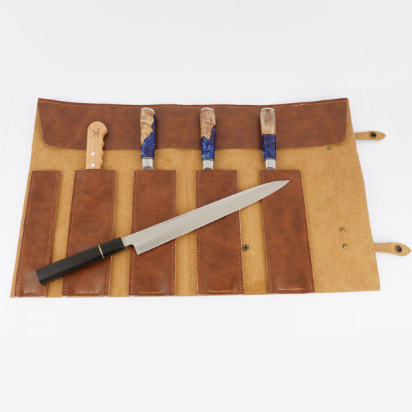 Калъф за ножове тип руло CHEFF's TOOLS,  телешка кожа за 5 броя ножове