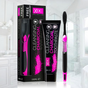 XPEL-Паста и четка за зъби CHARCOAL - 100мл за избелване на зъбите с...