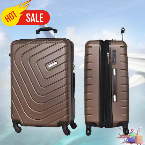 НОВО: 4бр Куфари 2052-4 BROWN ABS,четири въртящи колелца, заключване с цифров шифър, комплект 4бр