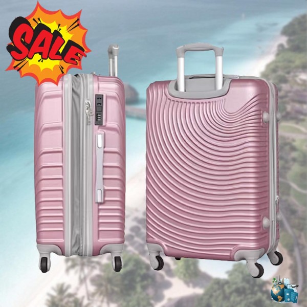 НОВО: 4бр Куфари 2047-4 PINK ABS,четири въртящи колелца, заключване с цифров шифър, комплект 4бр