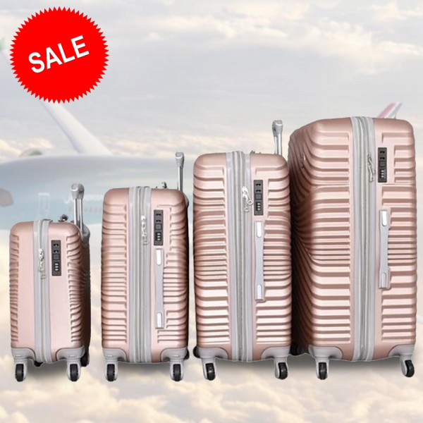 НОВО: 4бр Луксозни куфари 2050-4 ROSE ABS,четири въртящи колелца, заключване с цифров шифър, комплект 4бр