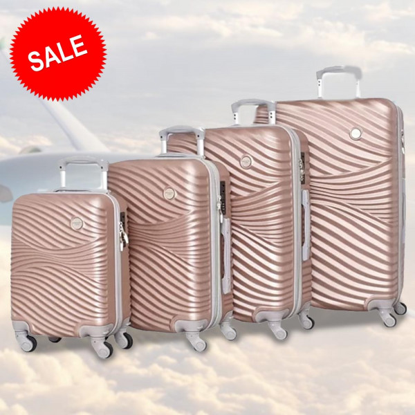 НОВО: 4бр Луксозни куфари 2050-4 ROSE ABS,четири въртящи колелца, заключване с цифров шифър, комплект 4бр