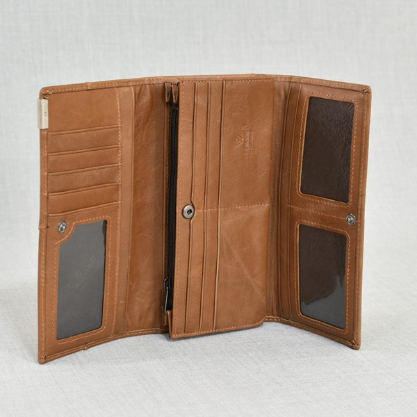 Дамско портмоне от естествена кожа- кафяво 4205