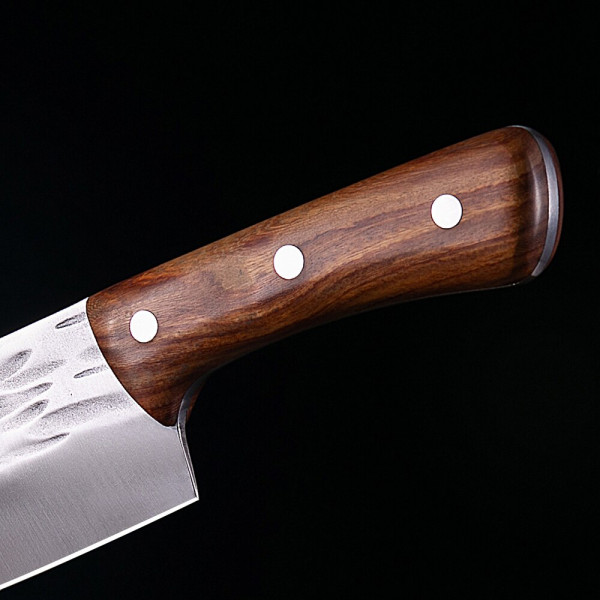 Тежък японски кухненски нож - сатър Nikiri SANTOKU,  фултанг, кована стомана 5CR13Mov, 615 gr.