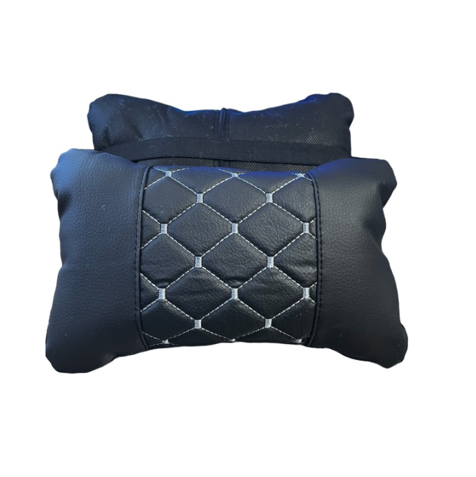 Комплект от 2 броя универсални възглавници авто възглавничка за врат за по-добър комфорт при дълъг път с автомобил черно с бял шев