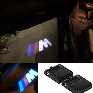 Безжични M-POWER странични светлини за врата на кола JQ-666, 2 броя LED лого