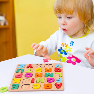 Образователен цветен дървен пъзел АЗБУКА от 26 части🟢 CQ06, MNT🌞