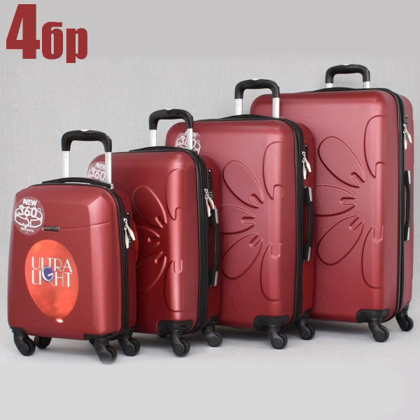 Комплект 4бр леки PVC авио спинъри - куфари PL 8081 La FLEUR RED