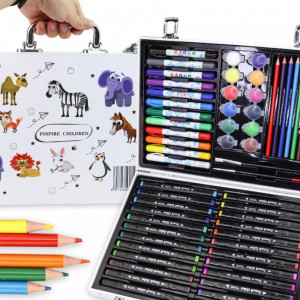 Арт детски цветен комплект за рисуване в куфарче - ЖИВОТНИ,...