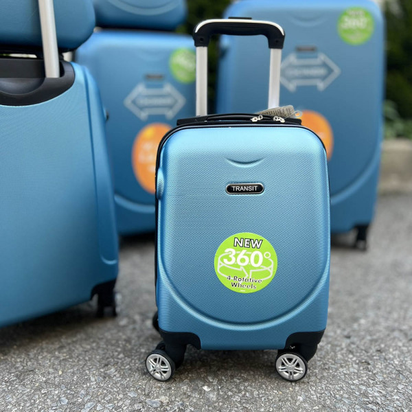 Комплект 6 броя куфари - спинъри SMILE TRANSIT LIGHT BLUE с разширения и всички екстри