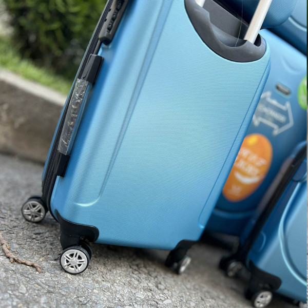 Комплект 6 броя куфари - спинъри SMILE TRANSIT LIGHT BLUE с разширения и всички екстри