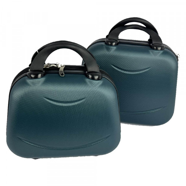 ДВЕ надкуфарни пътни авио чанти LADY PETROL GREEN, PVC, с цип, крачета и ластик за фиксиране