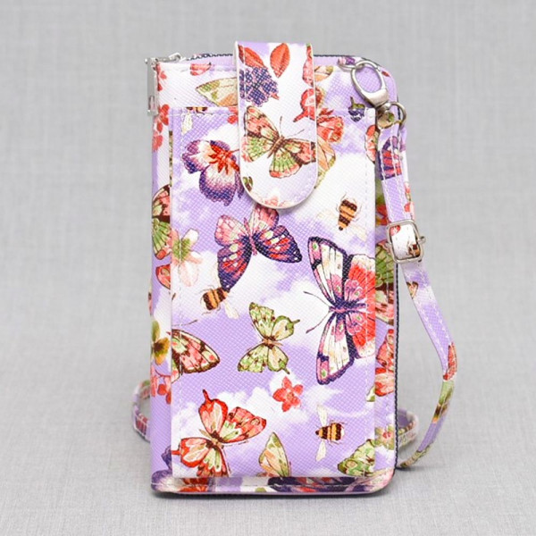 Практично и елегантно дамско портмоне от еко кожа - чантичка PURPLE BUTTERFLY В3309