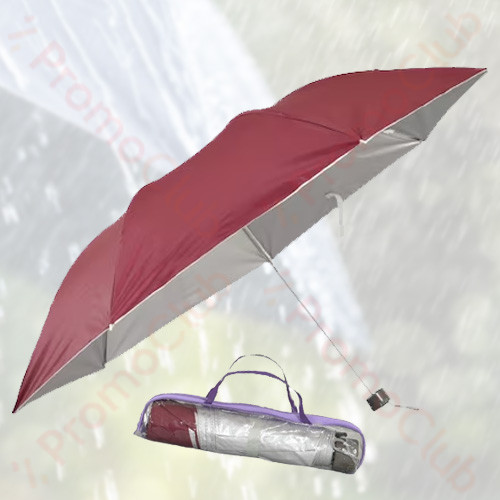 Дамски цветен и удобен сгъваем чадър с механично отваряне - вишнев 31051