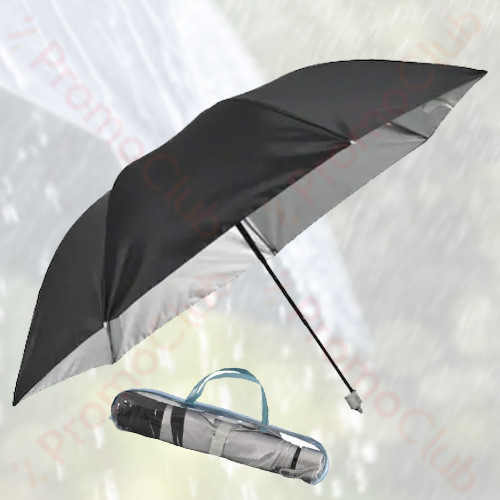 Дамски цветен и удобен сгъваем чадър с механично отваряне - черен 31051