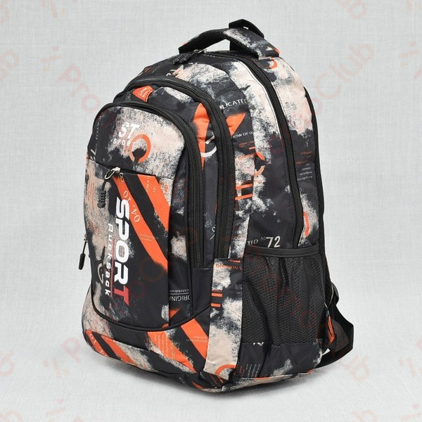 Голяма удобна ученическа раница SPORT - BLACK-ORANGE 26001