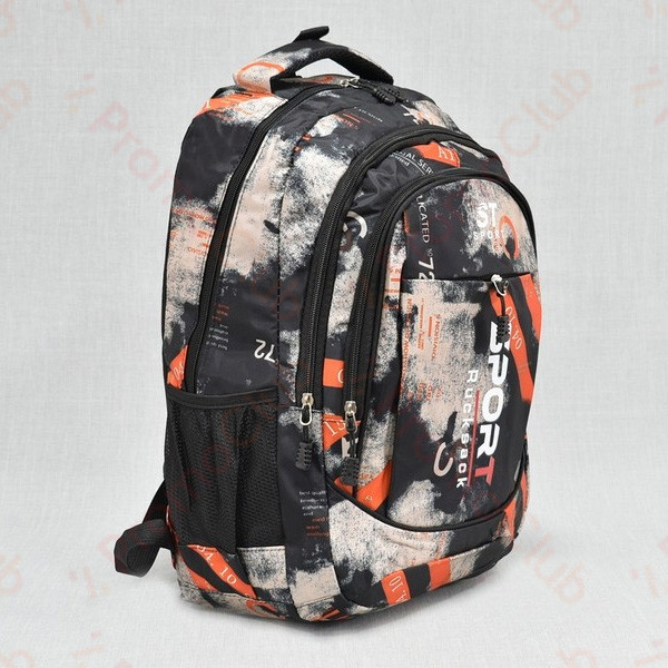 Голяма удобна ученическа раница SPORT - BLACK-ORANGE 26001
