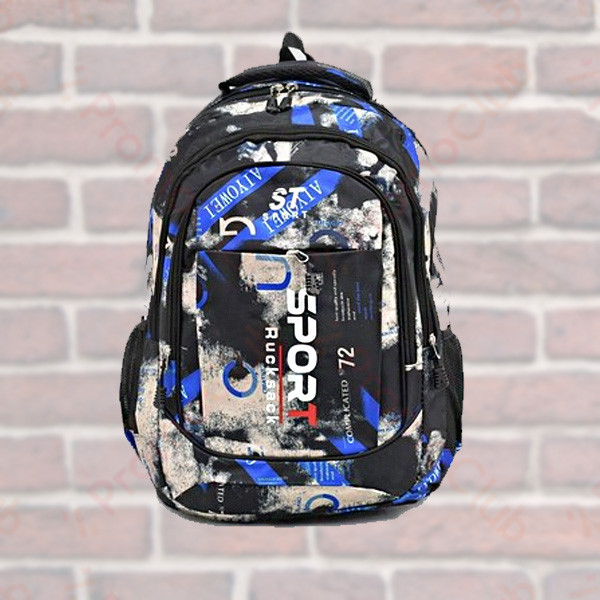 Голяма удобна ученическа раница SPORT - BLACK-BLUE 26001