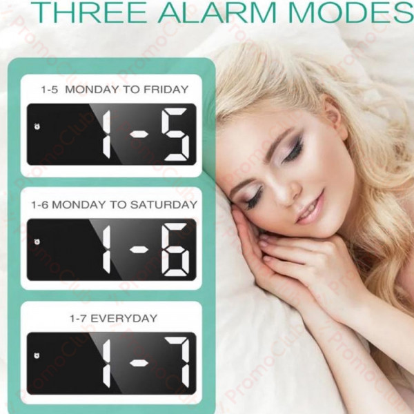 Дигитален светещ LED часовник в бяло - аларма, светещ, GH0712L