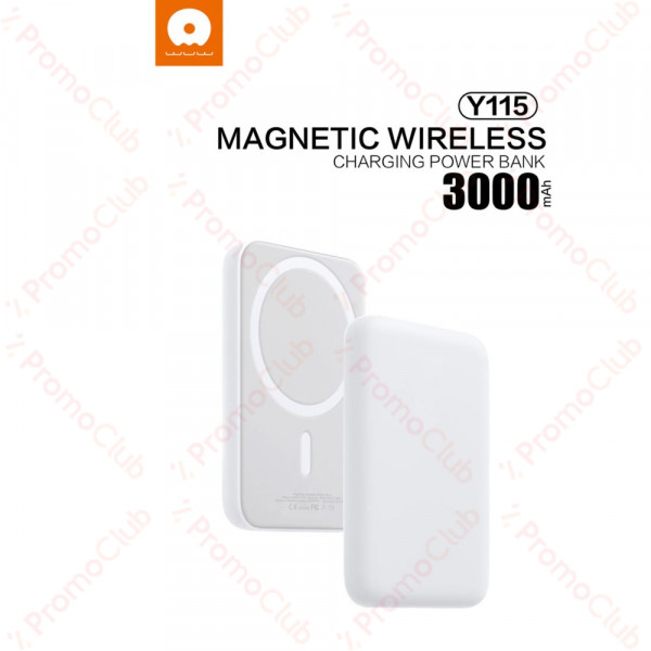 3000mAh безжична преносима батерия Mgsafe POWER BANK с магнити - Бял