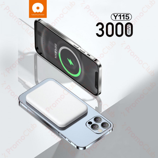 3000mAh безжична преносима батерия Mgsafe POWER BANK с магнити - Бял