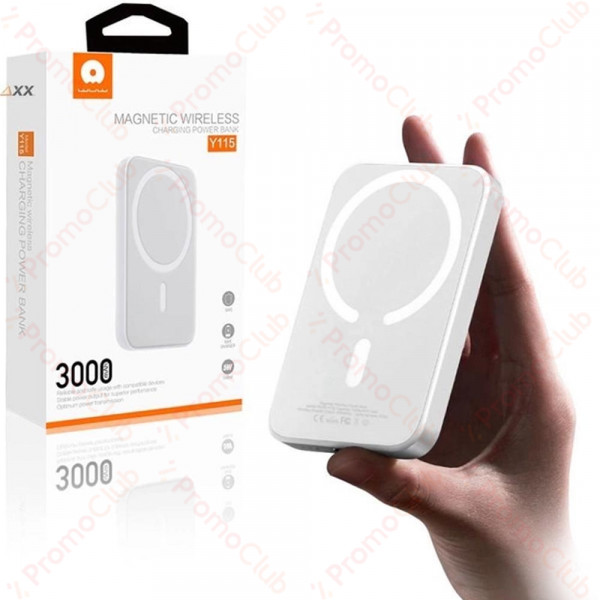 3000mAh безжична преносима батерия Mgsafe POWER BANK с магнити - Бял