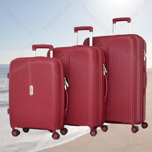 Удобни авио куфари PP 4001 с четири двойни колелца въртящи се нa 360 градуса - RED