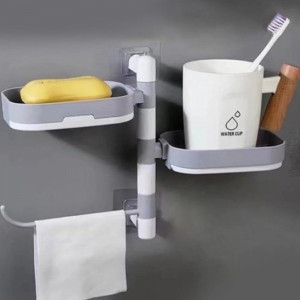 Тройна сапунерка с вакуум за стена за баня или кухня, въртяща се на 360°, BF22