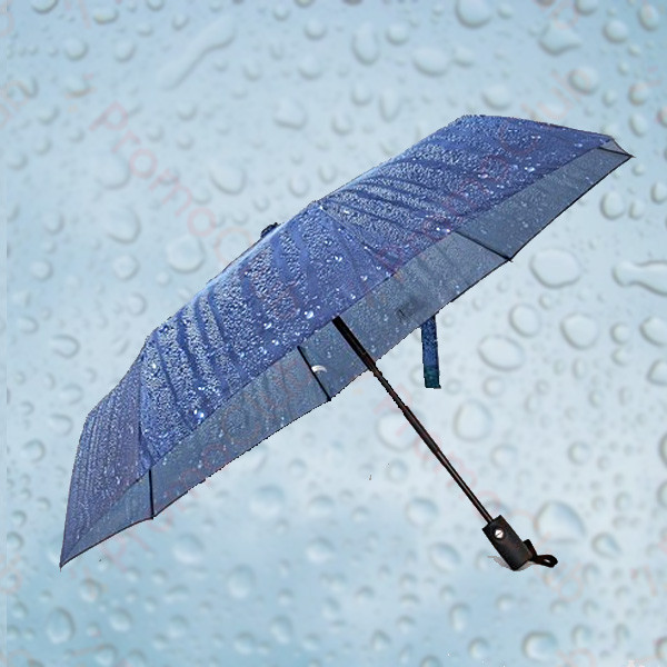 Ветроустойчив цветен дамски чадър с двупосочен автомат RAINDROP - BLUE 3907