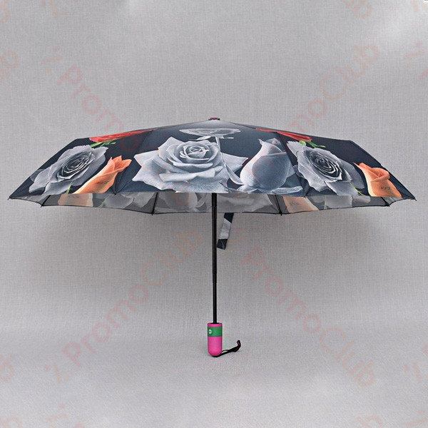 Красив ветероустойчив дамски чадър с двупосочен автомат RAINBOW - GREY ROSE 3031