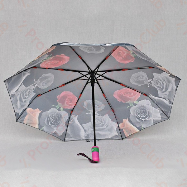 Красив ветероустойчив дамски чадър с двупосочен автомат RAINBOW - GREEN ROSE 3031