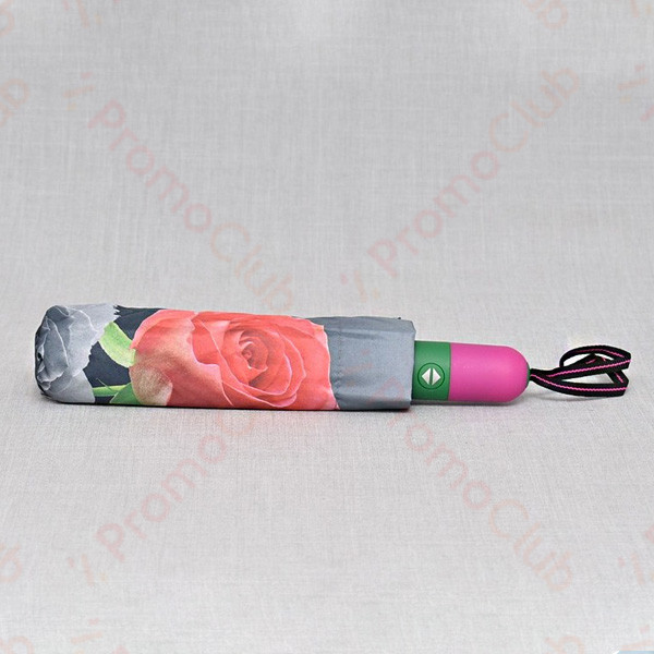 Красив ветероустойчив дамски чадър с двупосочен автомат RAINBOW - GREEN ROSE 3031
