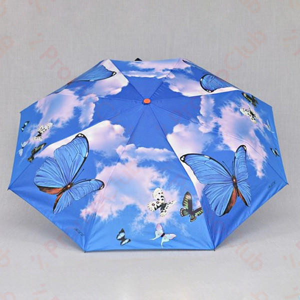 Красив ветероустойчив дамски чадър с двупосочен автомат RAINBOW - SKY BUTTERFLY 3031