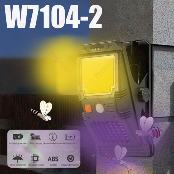 Соларна лампа с щипка и UV светлина против комари W7104- LED, сензор за движение, водоустойчивост, със сменяема литиева батерия