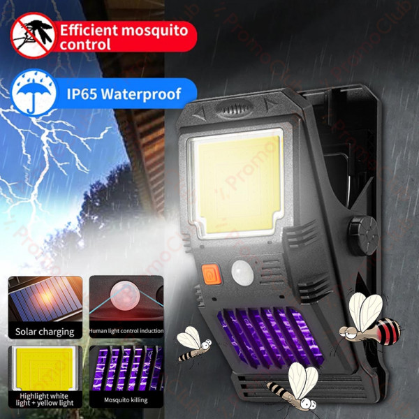 Соларна лампа с щипка и UV светлина против комари W7104- LED, сензор за движение, водоустойчивост, със сменяема литиева батерия