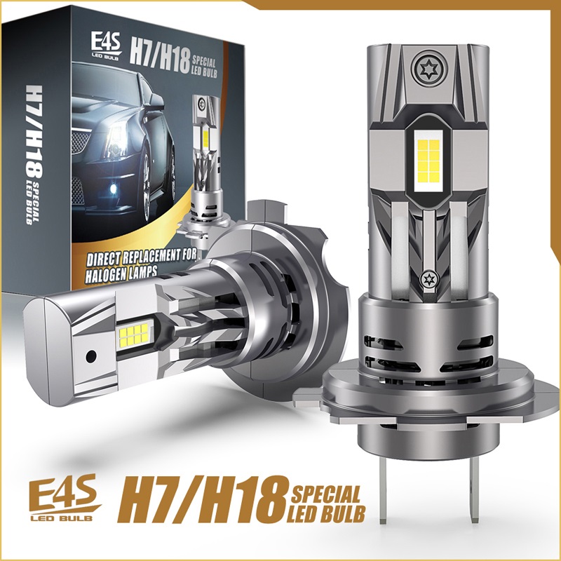 Комплект от 2 броя Умалени Мини Лед Led Диодни Крушки E4S H7 H18 Х7 Х1812V 24V 50W 15000lm за Автомобил Мотоциклет Трактор Камион Бус и др.