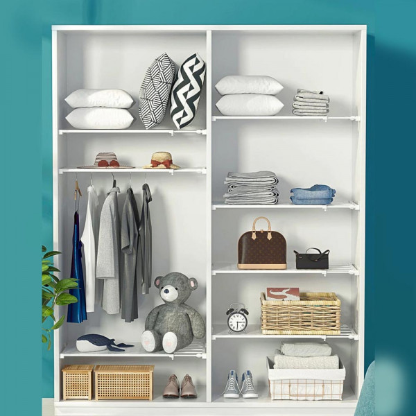 КЛУБНА ОФЕРТА: Разтегаема стойка-органайзер за гардероб и шкаф CLOSET DIVIDER RACK SHELF с дължина от 56 см до 95 см