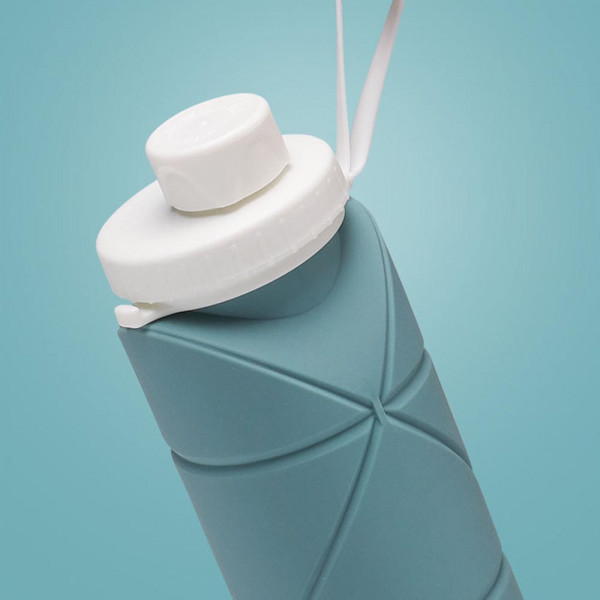 КЛУБНА ОФЕРТА:✔Силиконова сгъваема бутилка-шише - сив цвят, 600ml, КРАЙ С ПЛАСТМАСАТА, MINI FOLDABLE BOTTLE