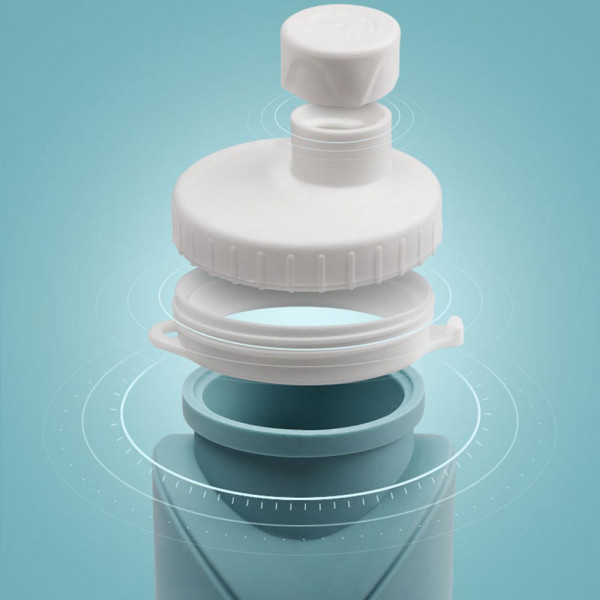 КЛУБНА ОФЕРТА:✔Силиконова сгъваема бутилка-шише - син цвят, 600ml, КРАЙ С ПЛАСТМАСАТА, MINI FOLDABLE BOTTLE