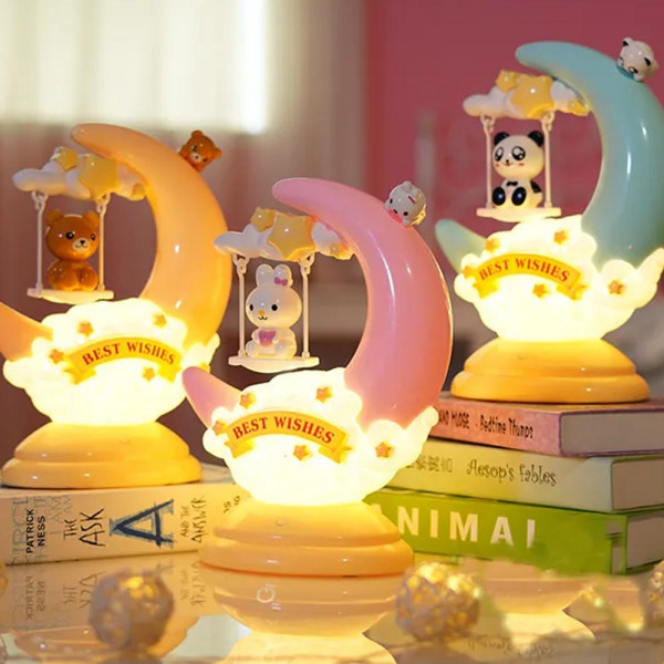 КЛУБНА ОФЕРТА:  Вълшебна LED детска лампа MOON LAMP - BEST WISHES GL1818, настолна, Детенце учи