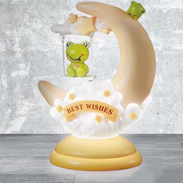 КЛУБНА ОФЕРТА: Вълшебна LED детска лампа FROG MOON LAMP - BEST WISHES GL1803, настолна