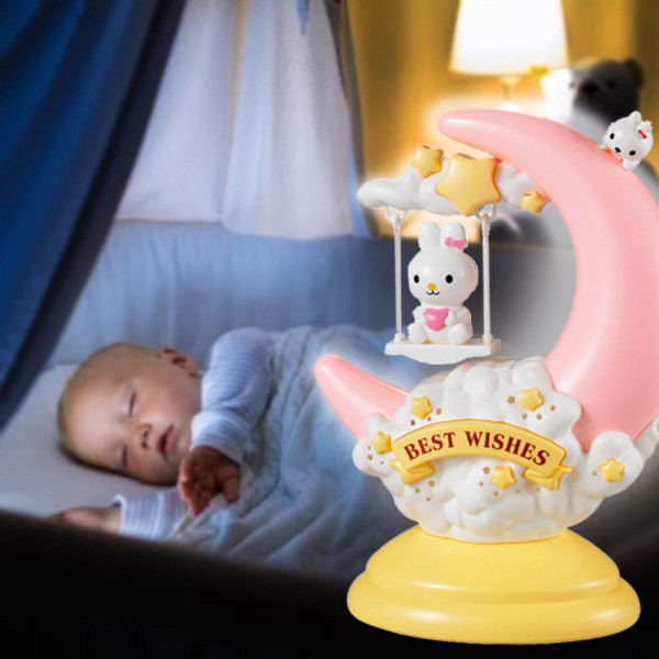 КЛУБНА ОФЕРТА: Вълшебна LED детска лампа BUNNY MOON LAMP - BEST WISHES GL1803, настолна