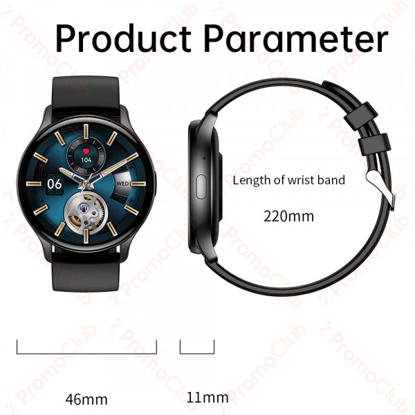 Интелигентен СМАРТ часовник HK-89 с AMOLED екран, елегантен и нежен дизайн, ЧЕРЕН