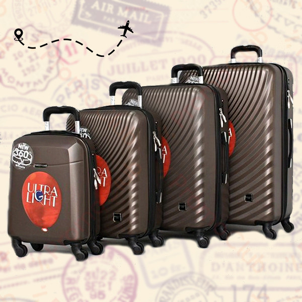 Луксозен комплект от 4бр авио куфари, здрави и практични TRAVEL - BROWN 8077